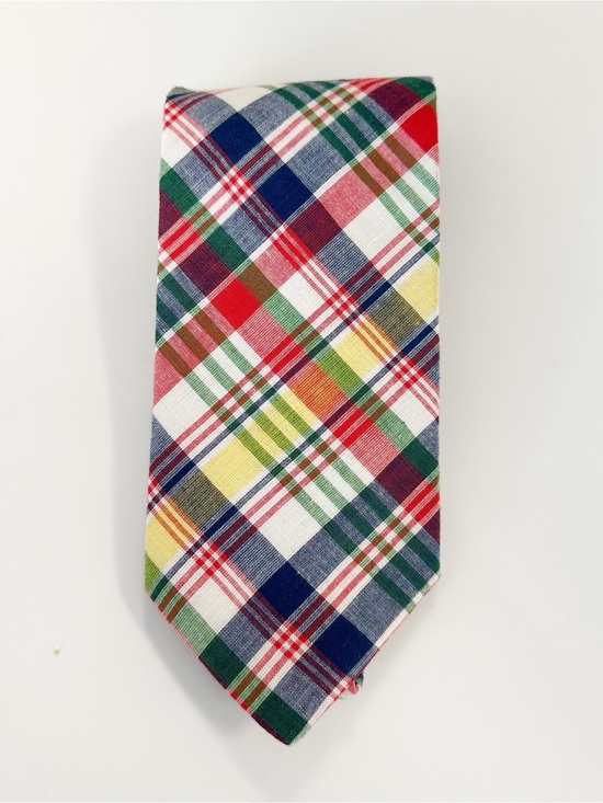 Other - J Crew Cotton Tie Red Blue Green Plaid 58”x 4”